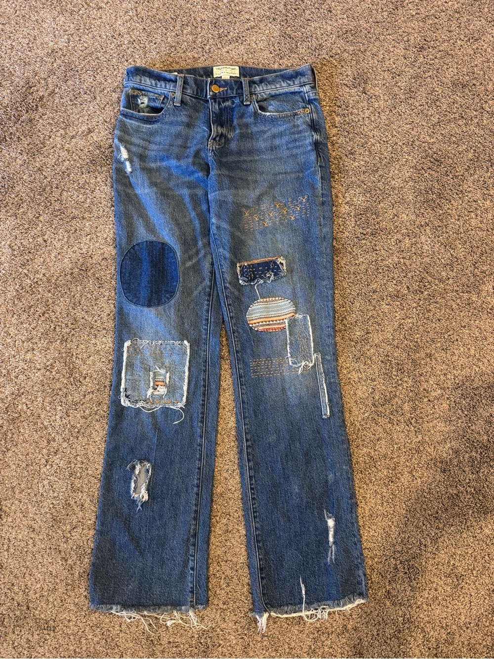 Lucky Brand Blue Patchwork Straight Leg Jeans